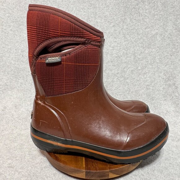 Bogs Boots Womens Size 8 Plimsoll Prince of Wales Mid Raisin Waterproof Winter - Picture 1 of 11